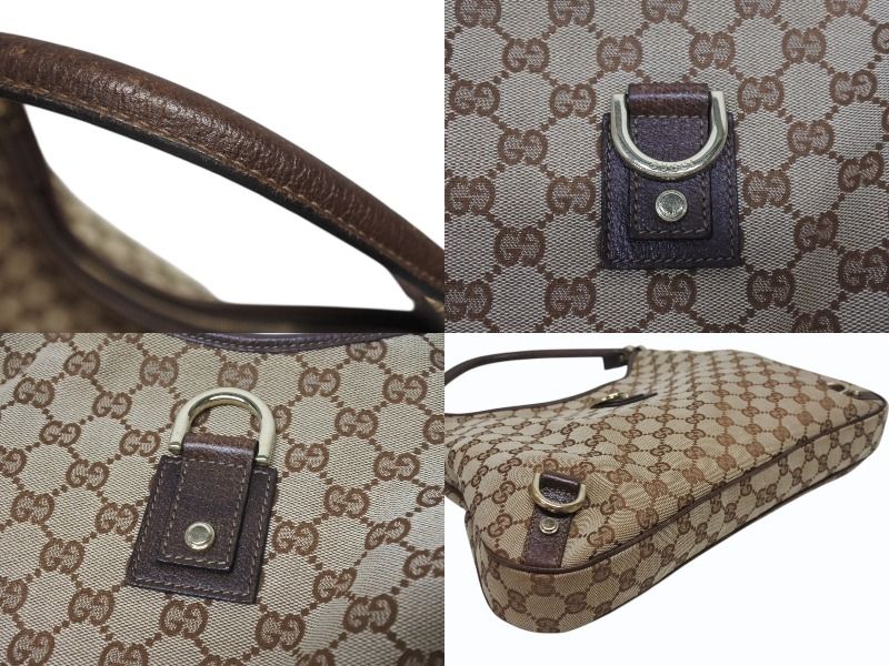 Gucci Bag Handbag GG Canvas Leather Beige Brown Gold — view 5