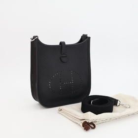 Hermes Evelyn TPM B Engraved Black Silver Hardware Taurillon Clemence Women's