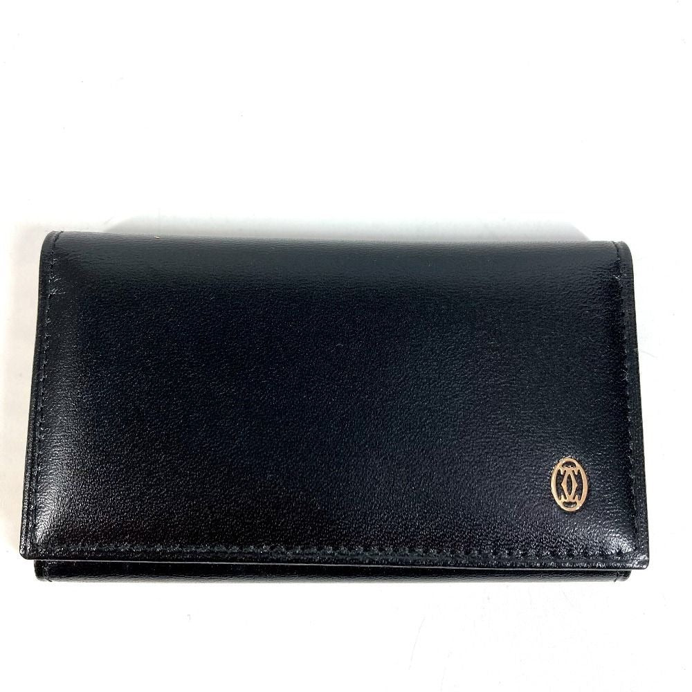 Cartier Key Case Pasha Logo Leather Black Key Holder