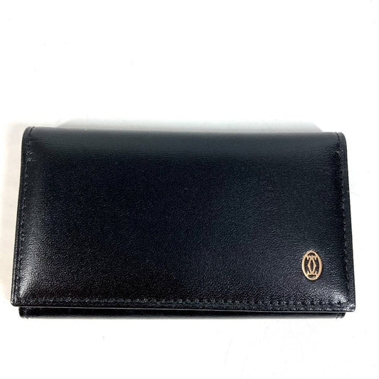Cartier Key Case Pasha Logo Leather Black Key Holder
