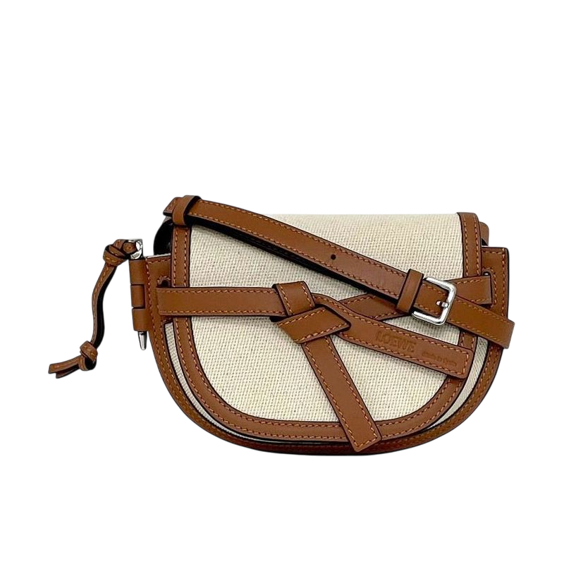 Loewe Shoulder Bag Gate Bag Small Brown Natural White