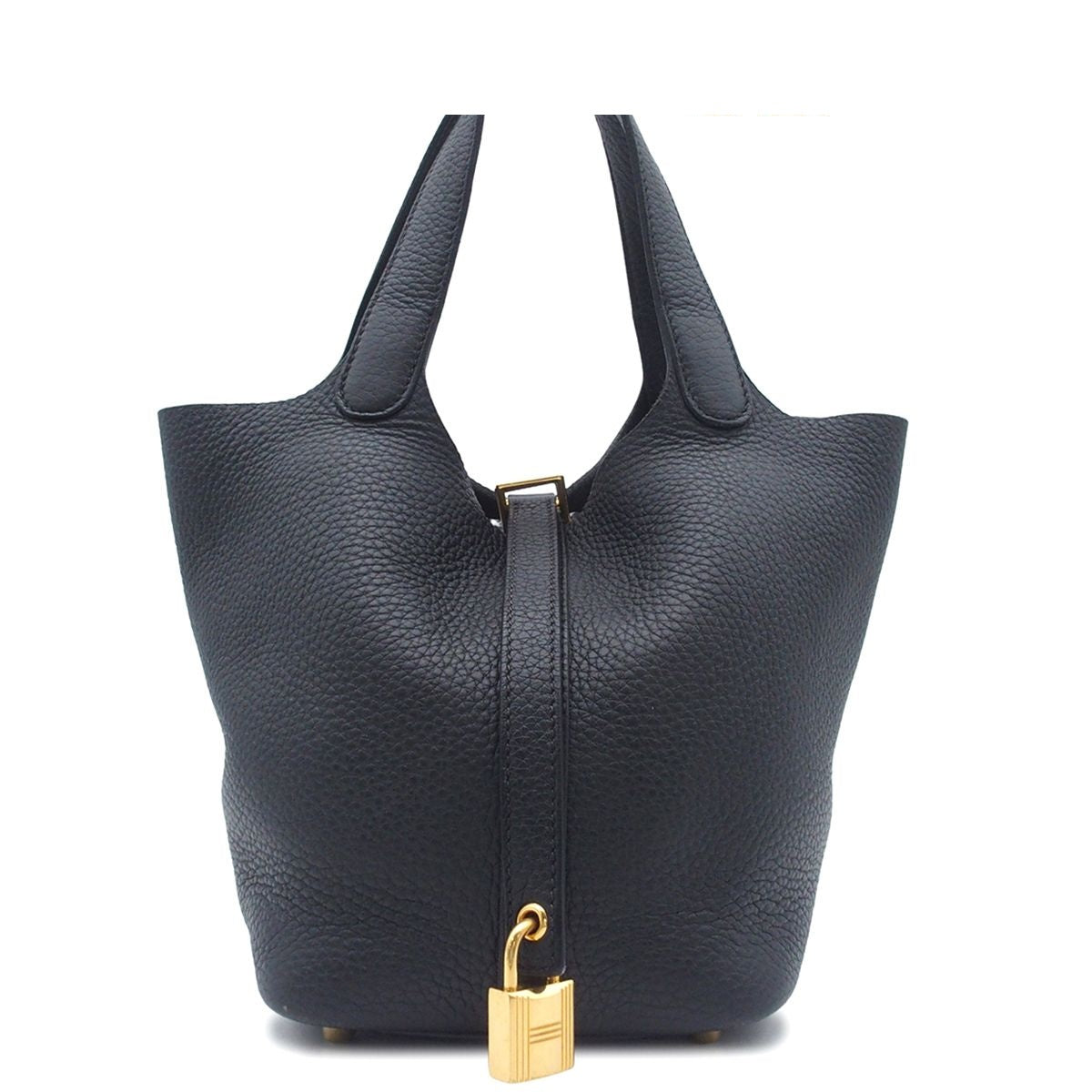 Hermes Picotin Lock PM Black Gold Taurillon Clemence Handbag