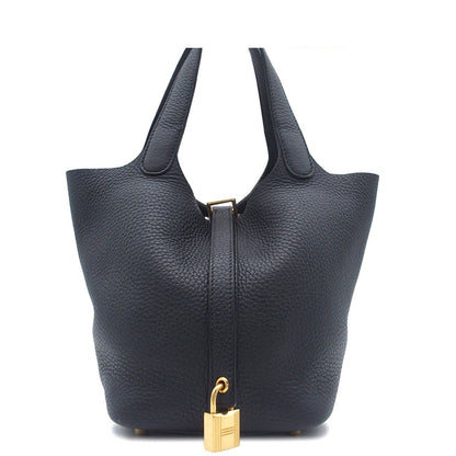 Hermes Picotin Lock PM Black Gold Taurillon Clemence Handbag
