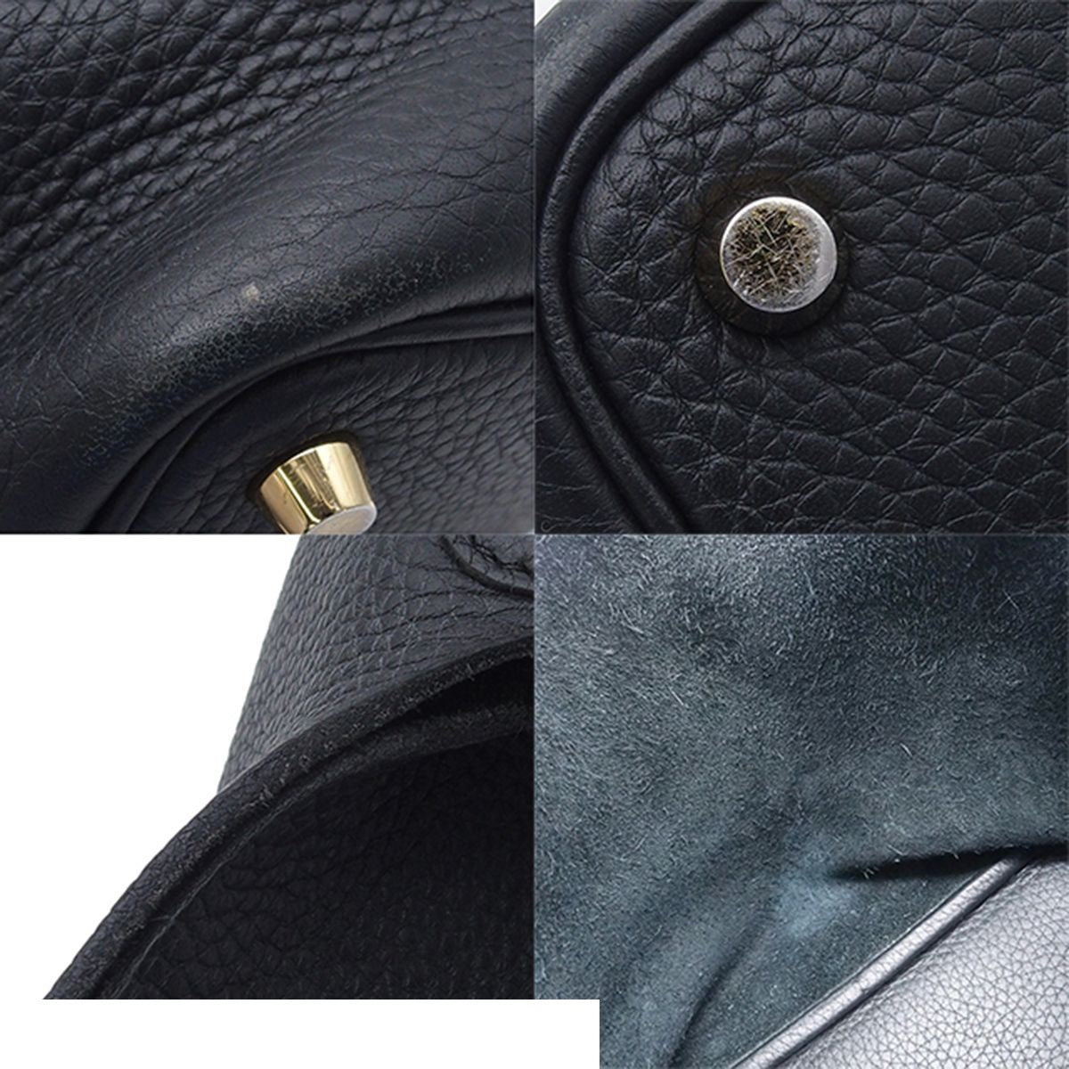 Hermes Picotin Lock PM Black Gold Taurillon Clemence Handbag — view 8