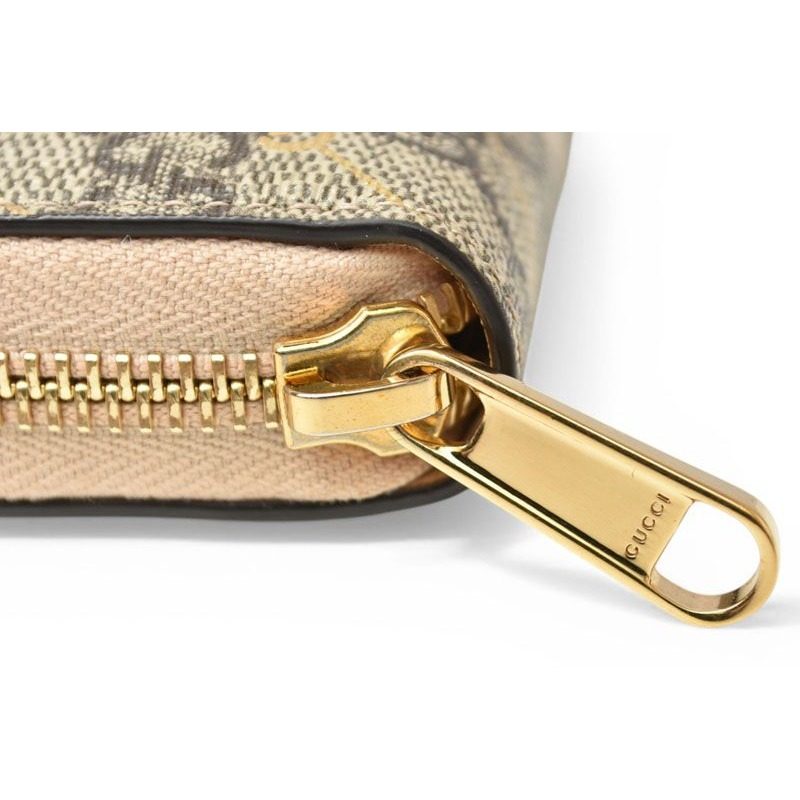 Gucci Wallet Zip Around GG Supreme Horsebit Print Brown Beige — view 3