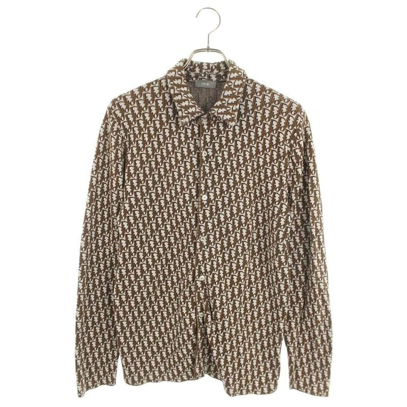 Dior 023 M550 At099 Oblique Allover Pattern Cotton Long Sleeve Shirt