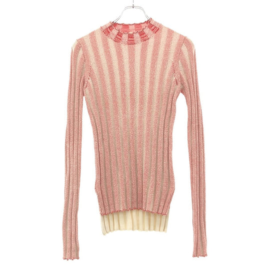Celine by Phoebe Philo High Neck Rib Stripe Knit Sweater 2 Red White