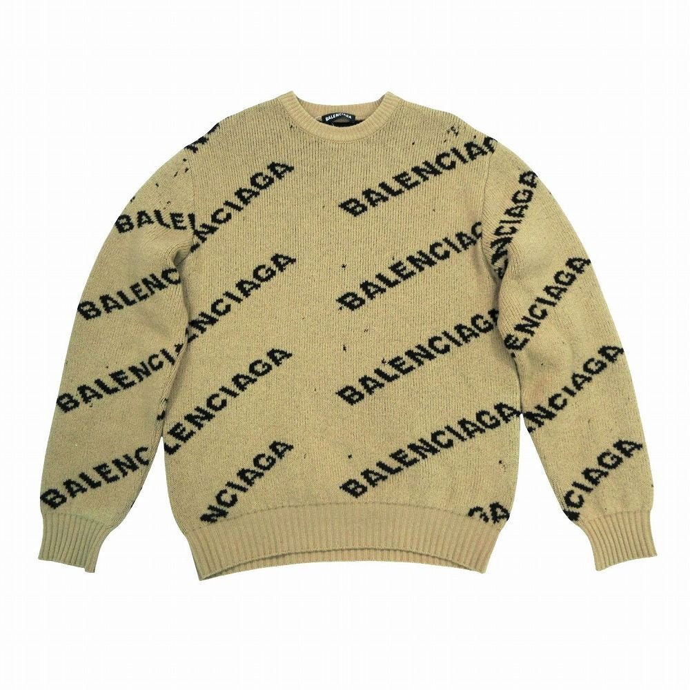 Balenciaga Allover Pattern Knit Sweater Long Sleeve Jacquard