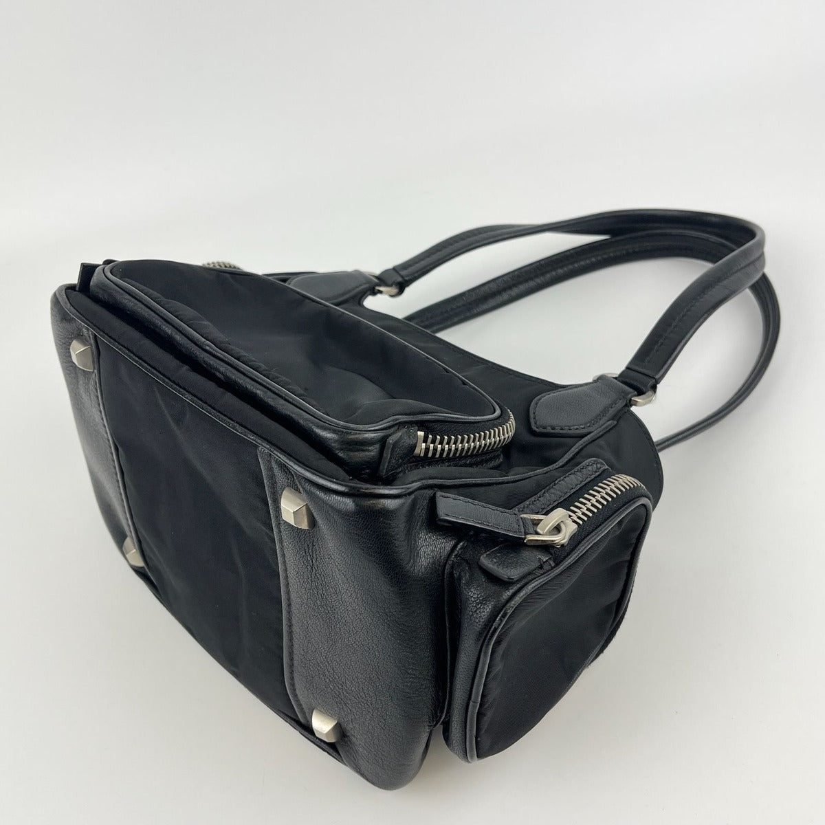 Prada Shoulder Bag Black Nylon Leather Vintage — view 8