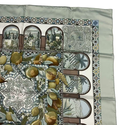 Hermes Carre 90 Scarf Silk les Jardins D' Andalousie Andalusian Gardens Green — view 3