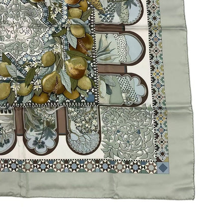 Hermes Carre 90 Scarf Silk les Jardins D' Andalousie Andalusian Gardens Green — view 5
