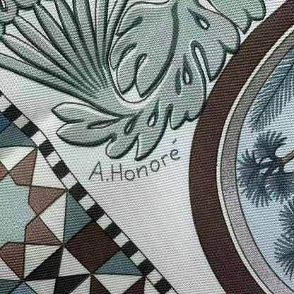 Hermes Carre 90 Scarf Silk les Jardins D' Andalousie Andalusian Gardens Green — view 6