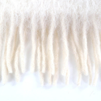 Loewe Mohair Wool Blend Anagram Leather Patch Fringe Scarf Ivory — view 4
