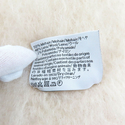 Loewe Mohair Wool Blend Anagram Leather Patch Fringe Scarf Ivory — view 7