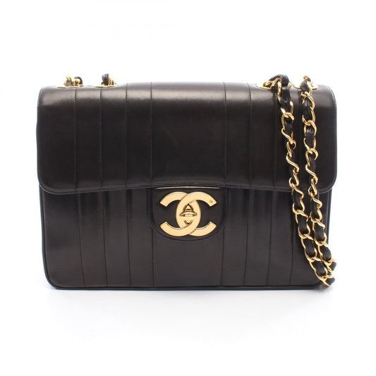 Chanel Shoulder Bag Mademoiselle Big CC Logo Single Flap Black Lambskin