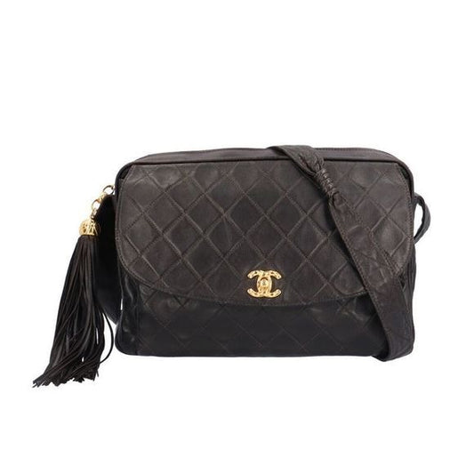 Chanel Flap Matelasse Shoulder Bag Leather Black Women Chanel