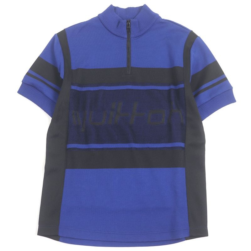 Louis Vuitton Jacquard Cyc Ring T-Shirt Half Zip Short Sleeve Knit Blue Black