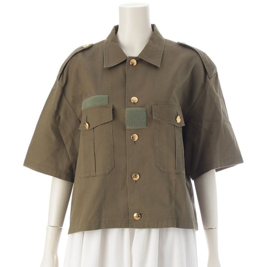 Celine 2022 Cotton Eddy Triomphe Button Short Sleeve Military