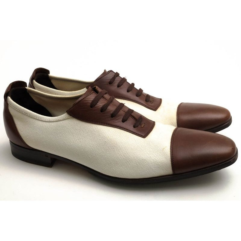 Gucci Shoes Business Men Cotton Canvas Leather Off White — view 2