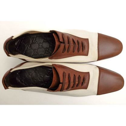 Gucci Shoes Business Men Cotton Canvas Leather Off White — view 5