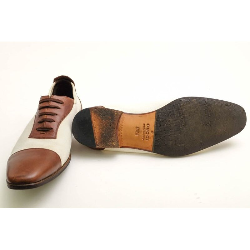 Gucci Shoes Business Men Cotton Canvas Leather Off White — view 7
