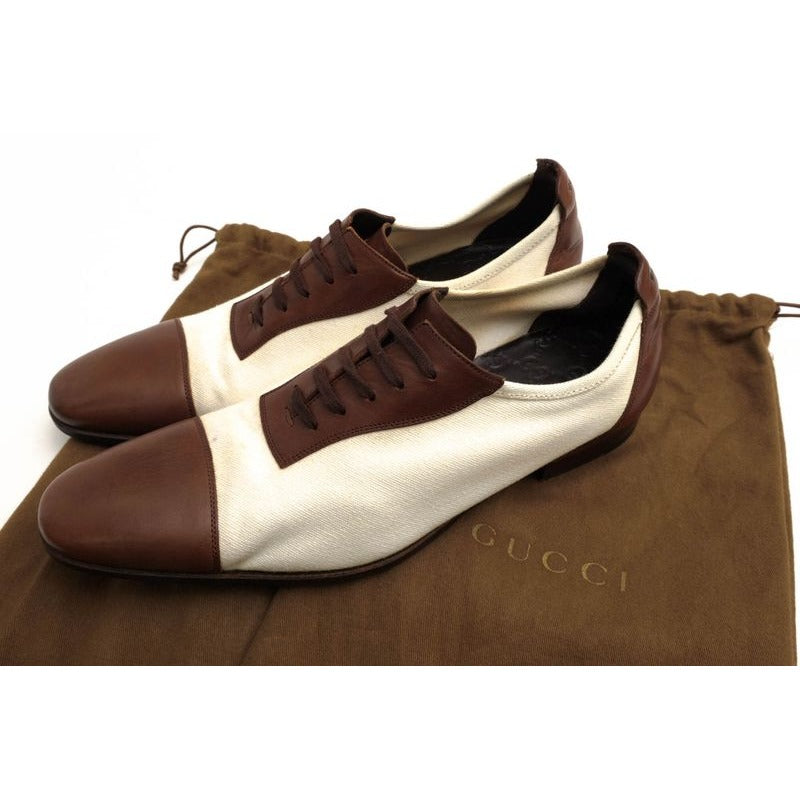 Gucci Shoes Business Men Cotton Canvas Leather Off White — view 8