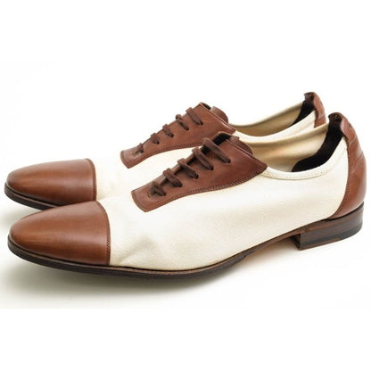 Gucci Shoes Business Men Cotton Canvas Leather Off White