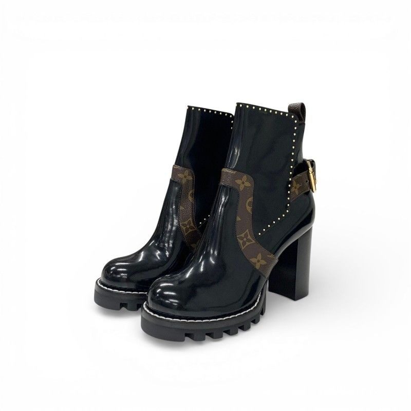 Louis Vuitton Star Trail Line Monogram Boots Short Shoes Leather Black Brown