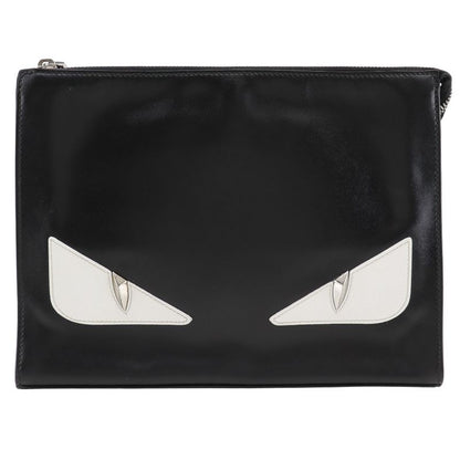 Fendi Bugs Monster 7va433 Calf Black Unisex Clutch Bag