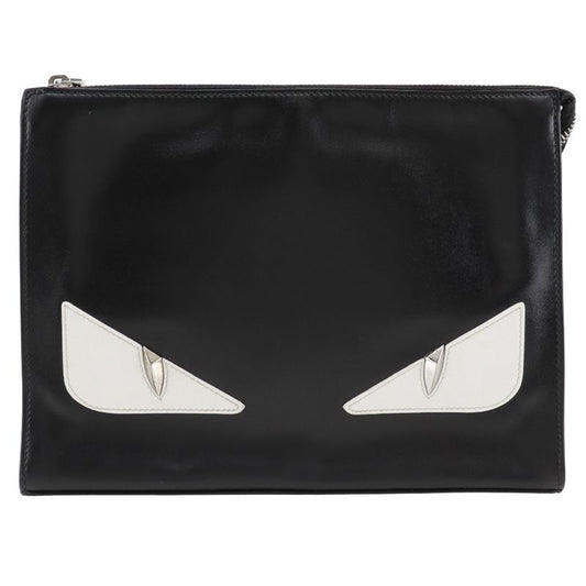 Fendi Bugs Monster 7va433 Calf Black Unisex Clutch Bag