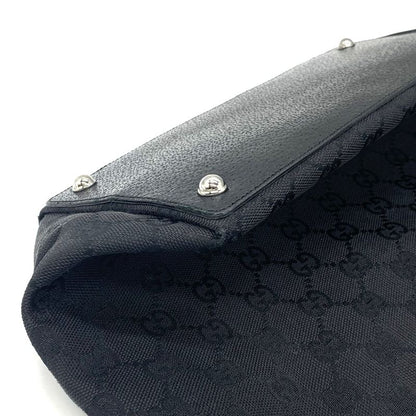 Gucci 120836 Tote Bag Black GG Canvas/leather Ladies Men's Branded High Brand