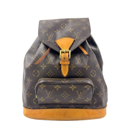 Louis Vuitton Montsouris MM Monogram Leather Brown Light Backpack Gold