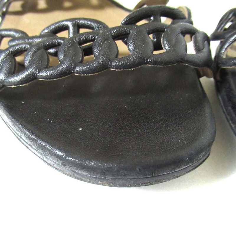 Good Hermes Rivage Chaine D'ancre 5-Strand Leather Flat Sandals Size 35