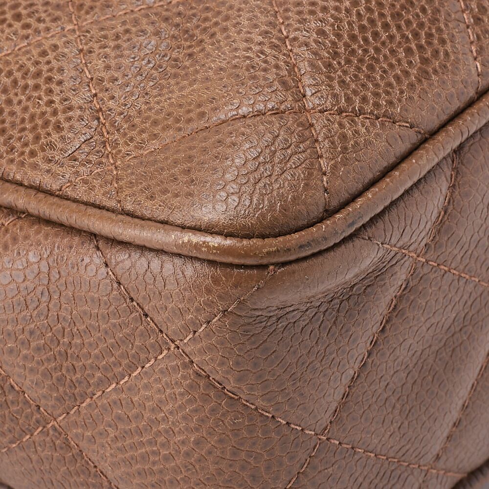 Chanel Chain Shoulder Matelasse Caviar Skin Brown Coco Mark Ball Charm Turnlock