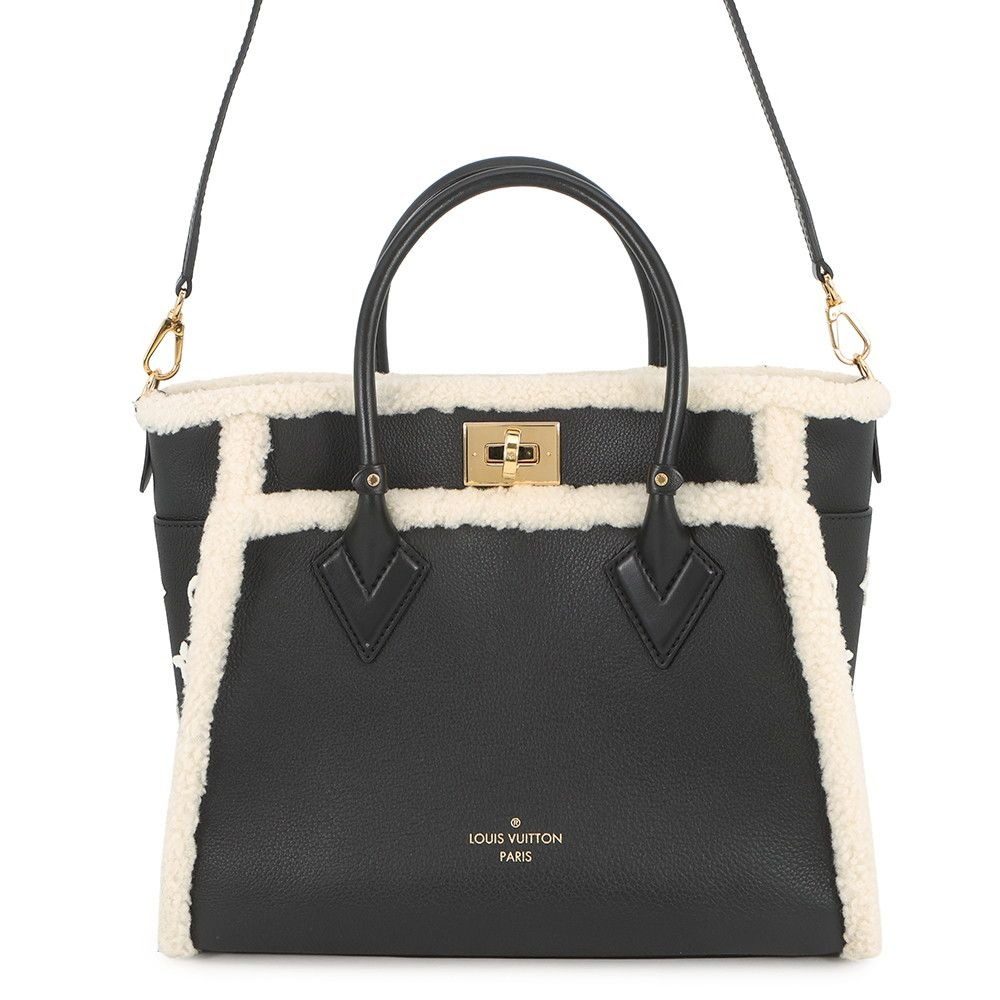 Louis Vuitton Handbag Shearling Calf Leather on My Side MM 2-Way Black