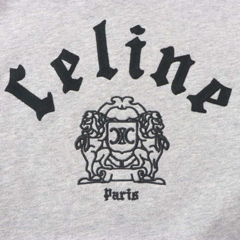 Celine Ry08m670q 100% Cotton Gothic Print Embroidery Loose Hoodie Pullover