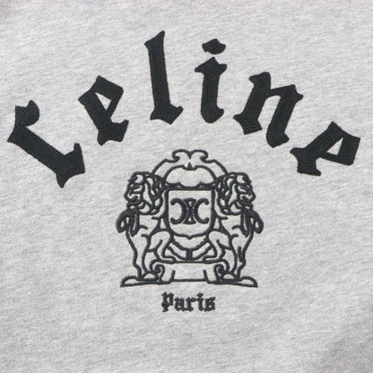 Celine Ry08m670q 100% Cotton Gothic Print Embroidery Loose Hoodie Pullover