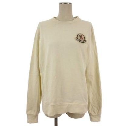 Moncler Felpa Girocollo Sweatshirt Logo Patch Fleece White