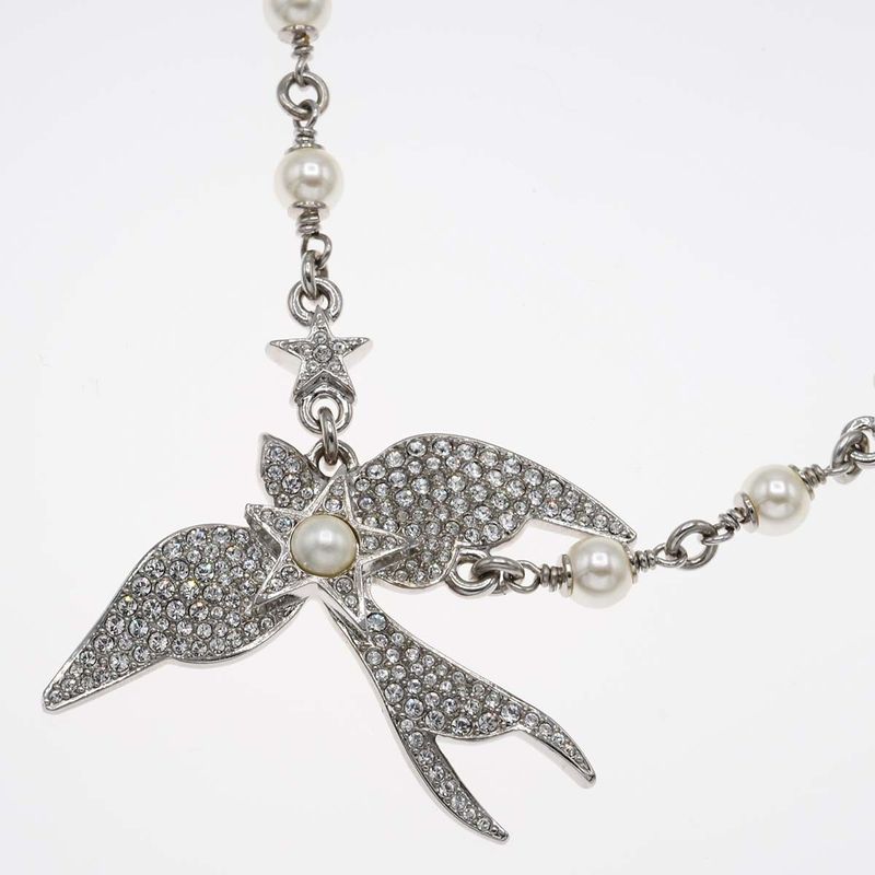 Chanel Necklace Bird Motif Swallow C25ss Approx 18.4g Coco Mark Faux Pearl