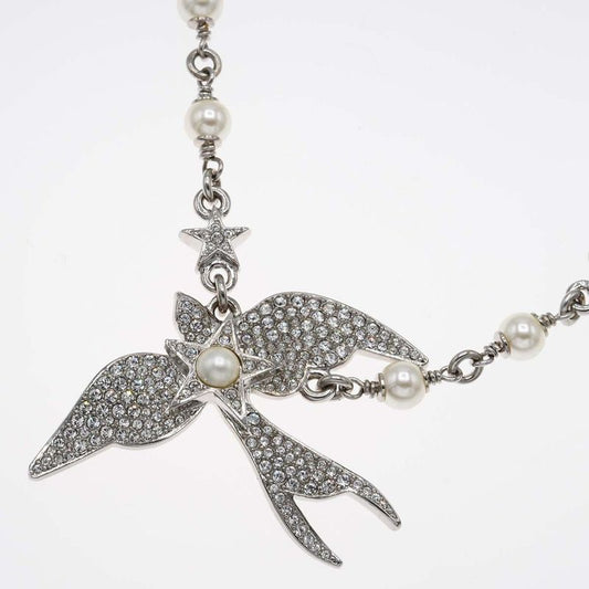 Chanel Necklace Bird Motif Swallow C25ss Approx 18.4g Coco Mark Faux Pearl