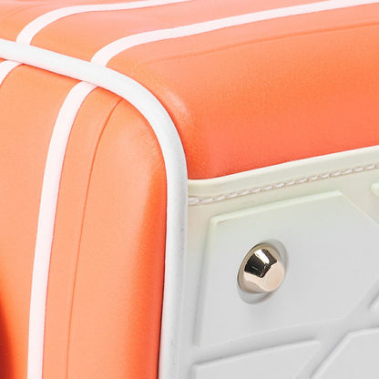 DIOR 2WAY Mini Boston Bag Leather X Rubber Orange X White With Gold Hardware