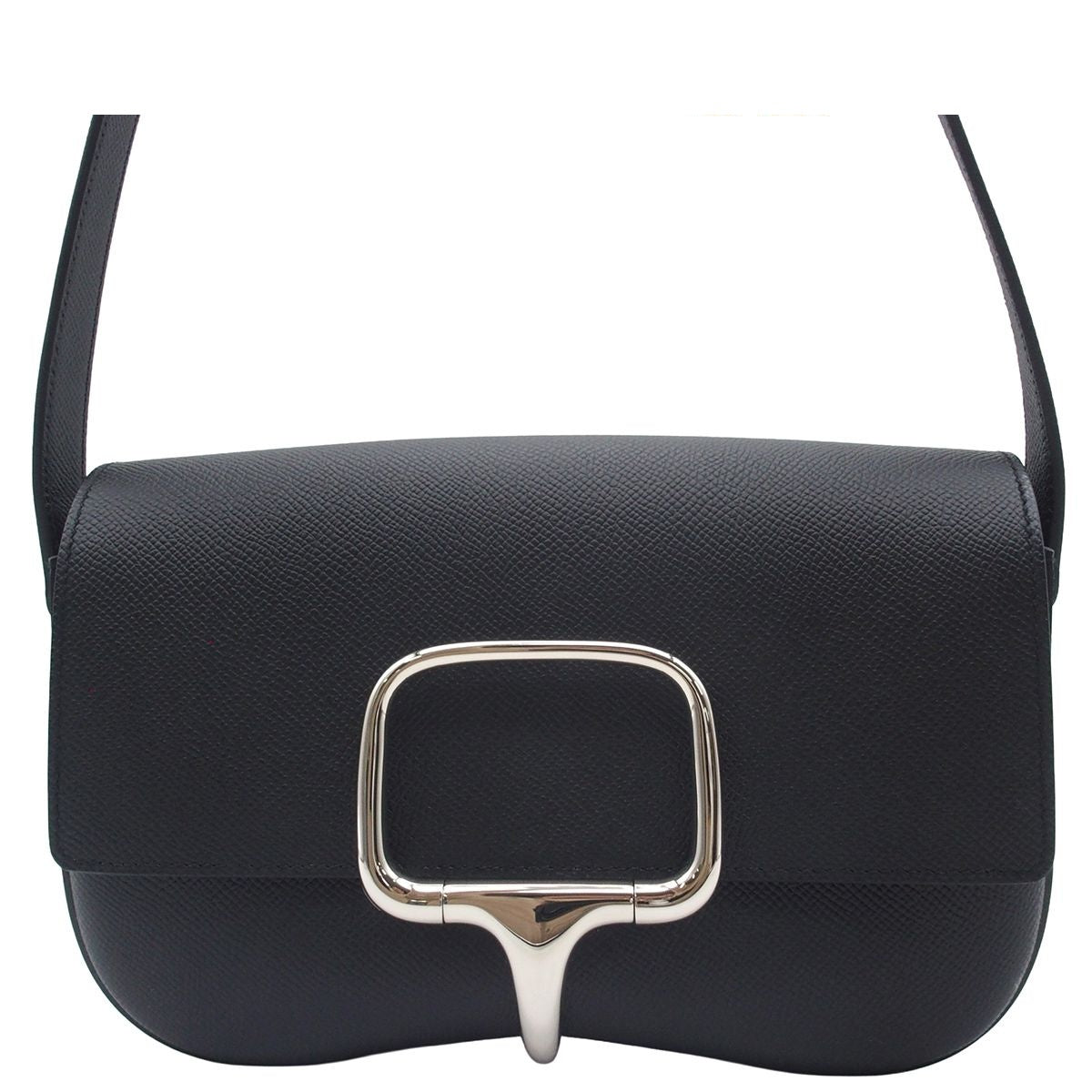 Hermes Della Cavalleria Elan Black Silver Epsom Shoulder Bag