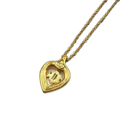 Dior Emblem Logo Heart Color Stone Clear Gold Necklace — view 2
