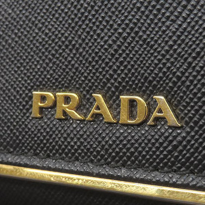 Prada Chain Wallet Saffiano Metal Shoulder Wallet Leather Nero Gold Hardware