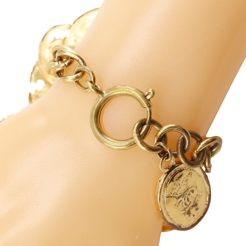 Chanel Medallion Charm Coco Mark Chain Gold Plated Ladies 83.4g Bracelet