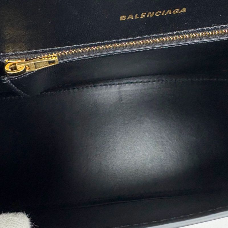 Balenciaga Hourglass 2WAY Mini Shoulder Bag Black Gold Hardware Leather