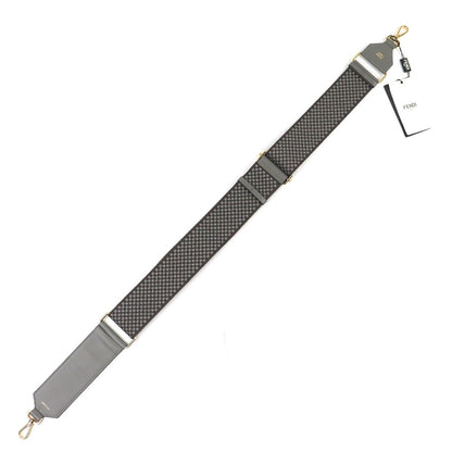 Fendi Strap Canvas Leather Logo Checkered Pattern Shoulder Gray — view 3
