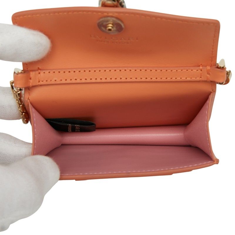 Bulgari Serpenti Forever Bag Charm Pouch Orange Leather Women's Bvlgari