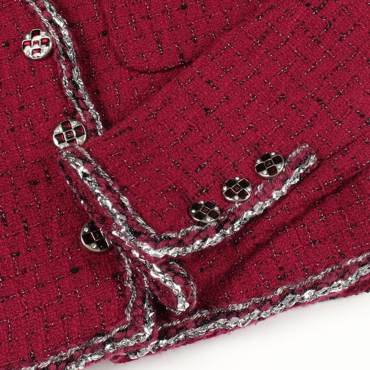 Chanel Collarless Jacket CC Logo Button Tweed Wool — view 11