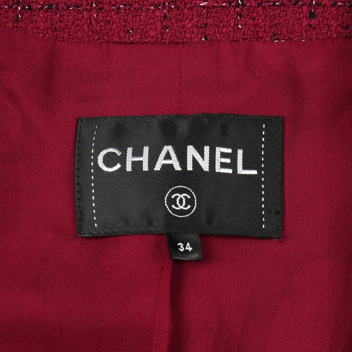 Chanel Collarless Jacket CC Logo Button Tweed Wool — view 3